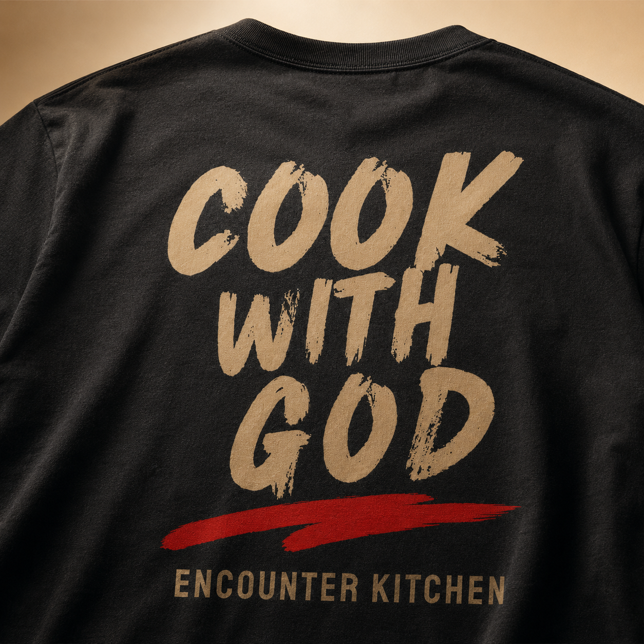 Cook With God T-Shirt back print closeup
