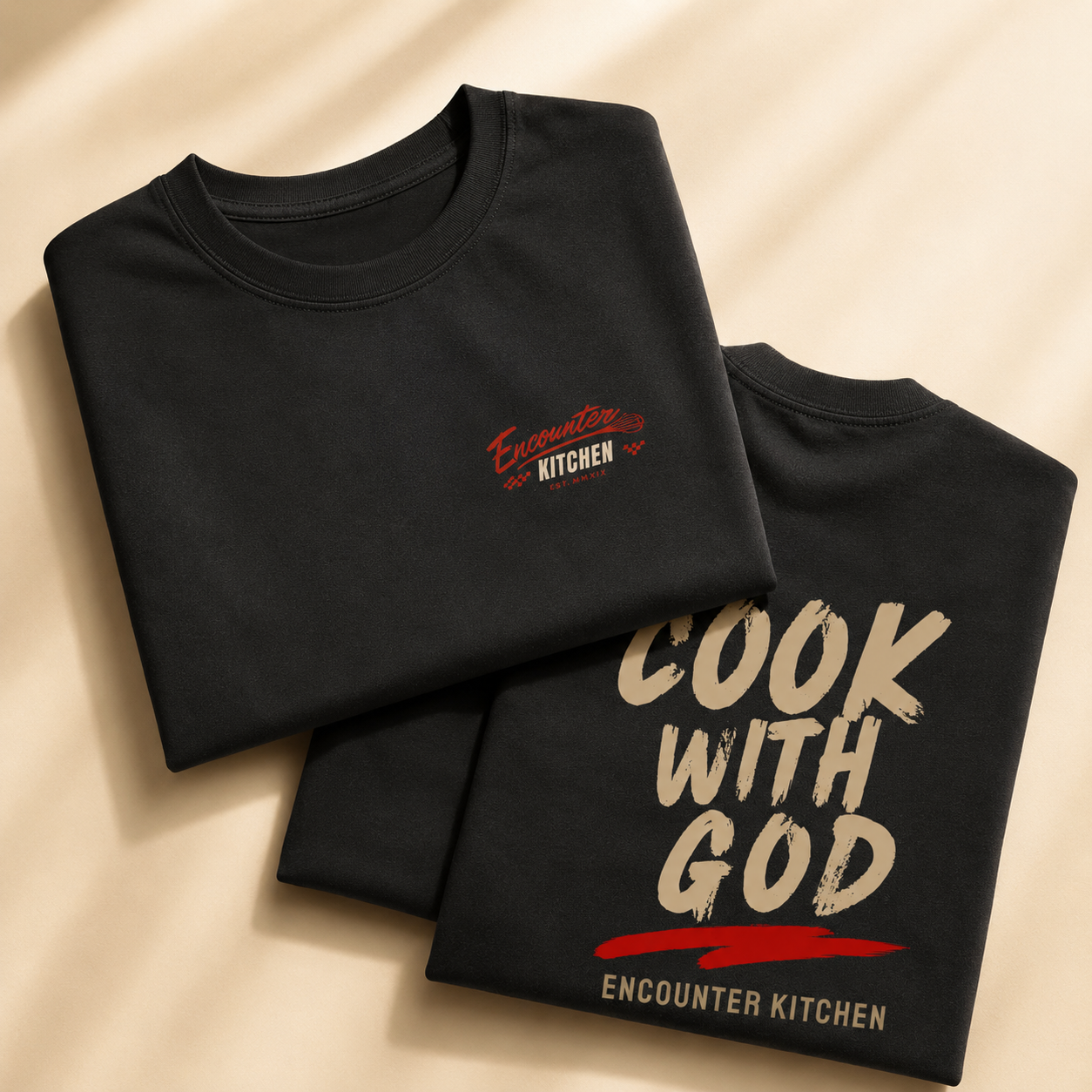 Cook With God T-Shirt folded front and back
