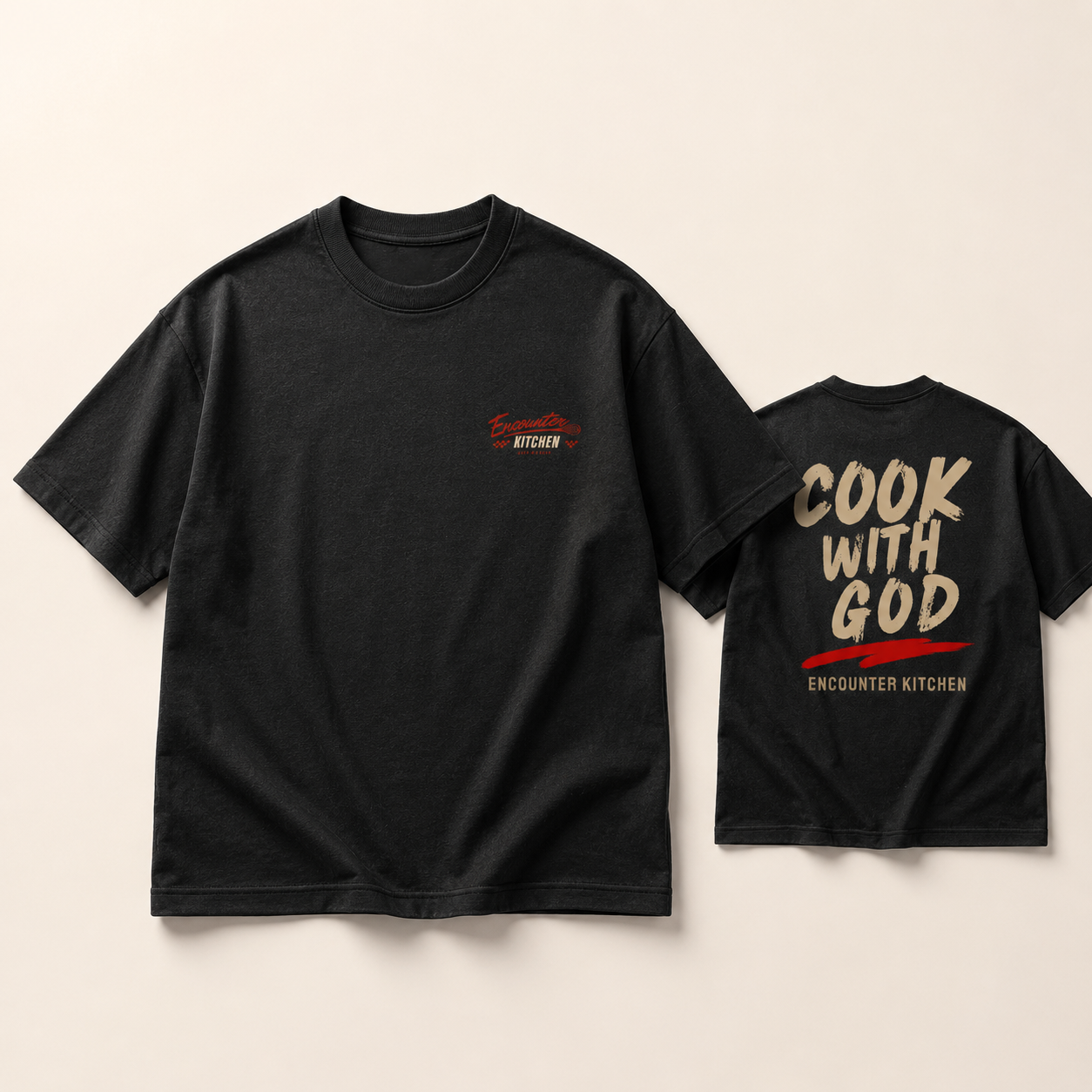 Cook With God T-Shirt front and back studio hero
